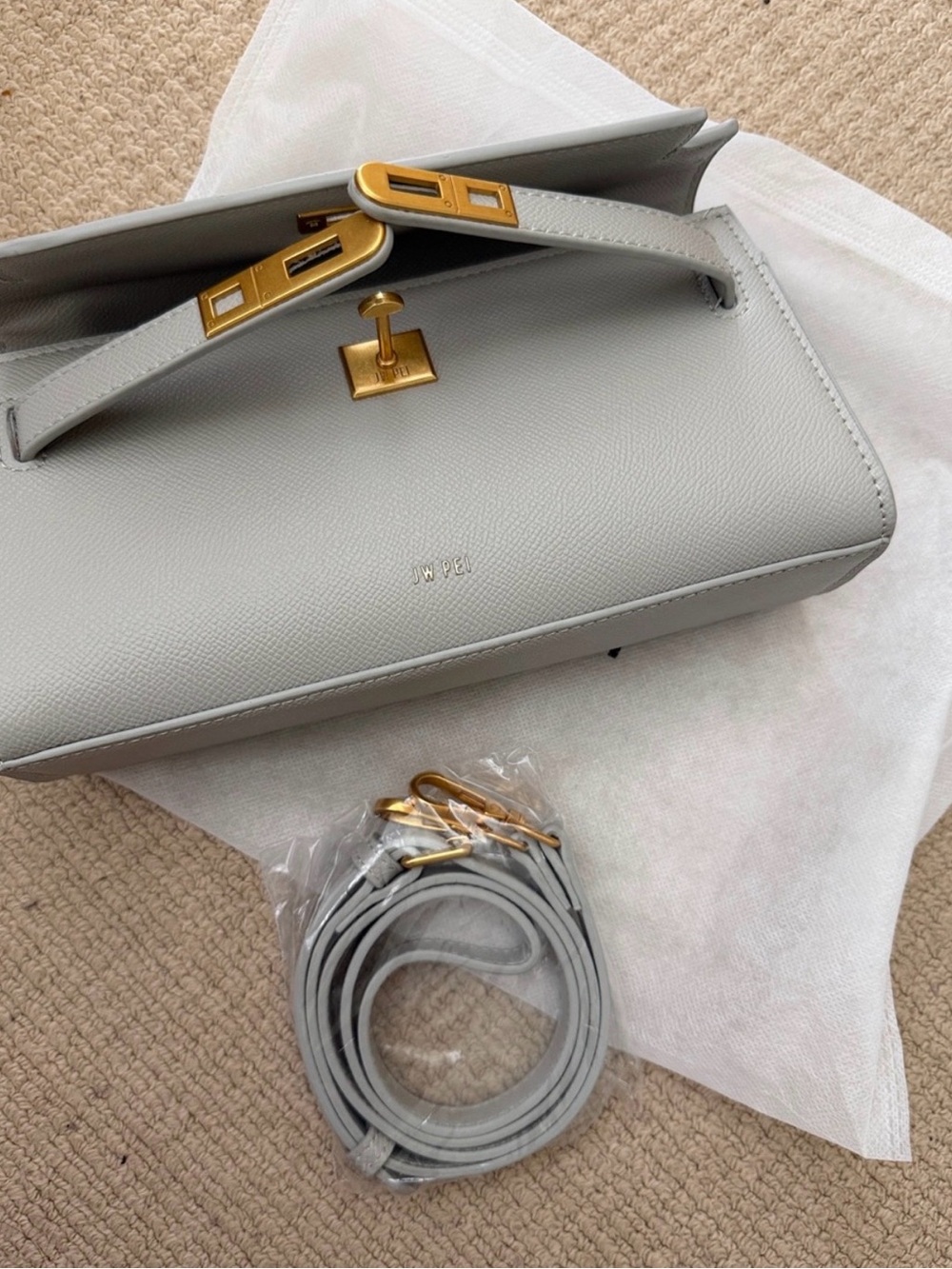 JW PEI Light Gray Top-Handle Satchel with Gold Hardware - Picture 5 of 7